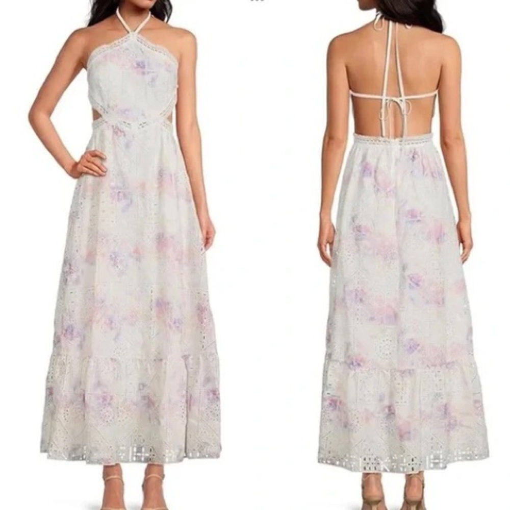 NWOT Gianni Bini Embroidered Eyelet Halter Midi Dress